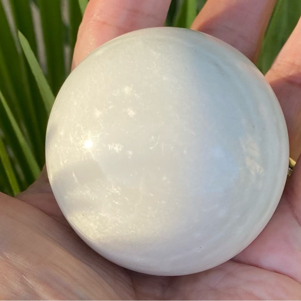 White Calcite Crystal Sphere with Beautiful bands.